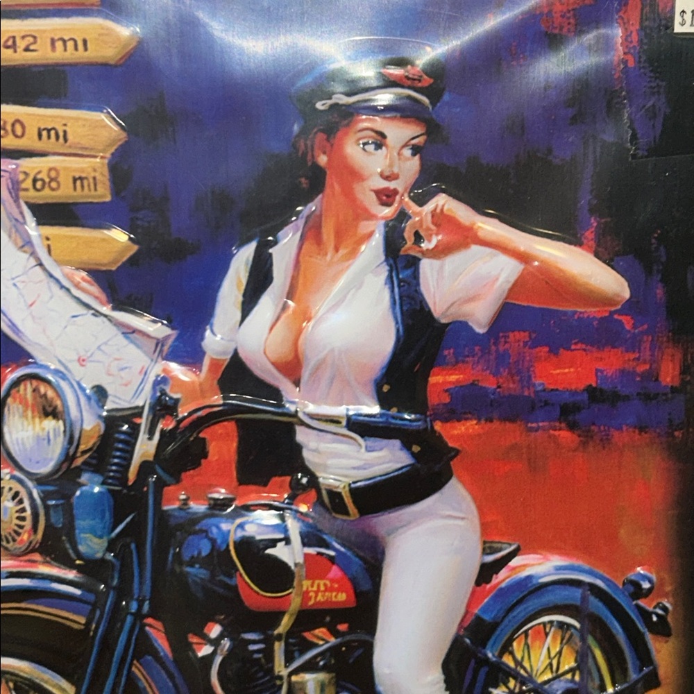 Harley-Davidson Ande Rooney Cross Roads Babe Tin Sign